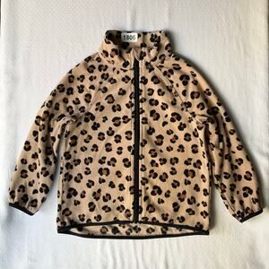 H&M Girl’s Long Sleeve Zip Fleece Jacket size 3/4T US, Leopard Brown
